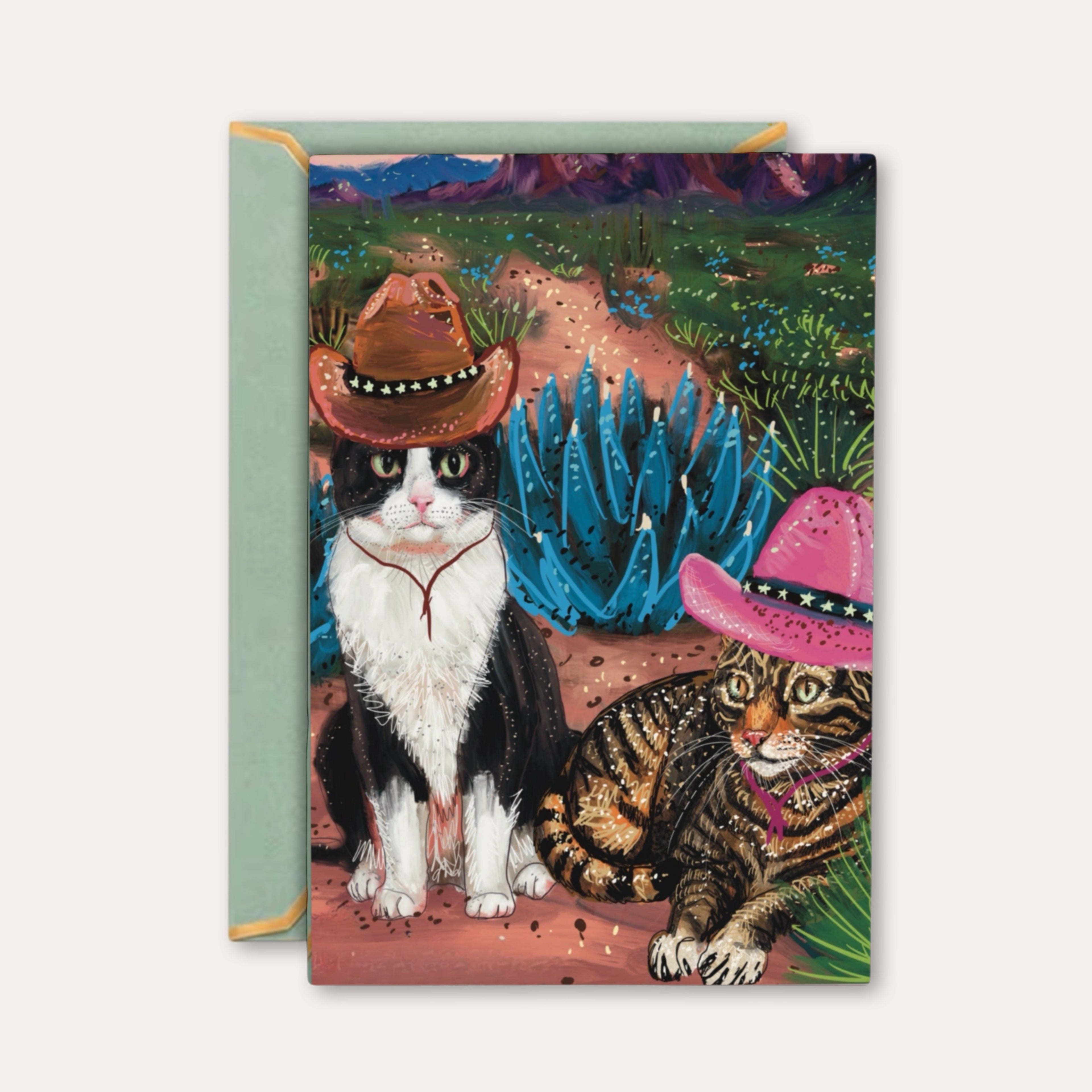 Cowboy Cats Fine Art Greeting Card