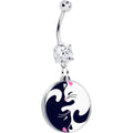 Double Gem Yin Yang Cat Dangle Belly Ring by Onyx O
