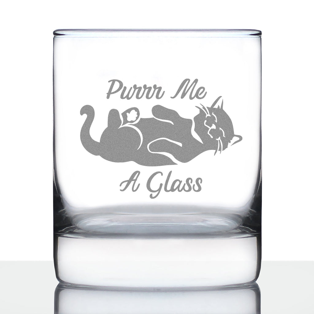 Purr Me a Glass - Funny Cat Whiskey Rocks Glass - Fun Unique Kitty Themed Decor - 10.25 Oz