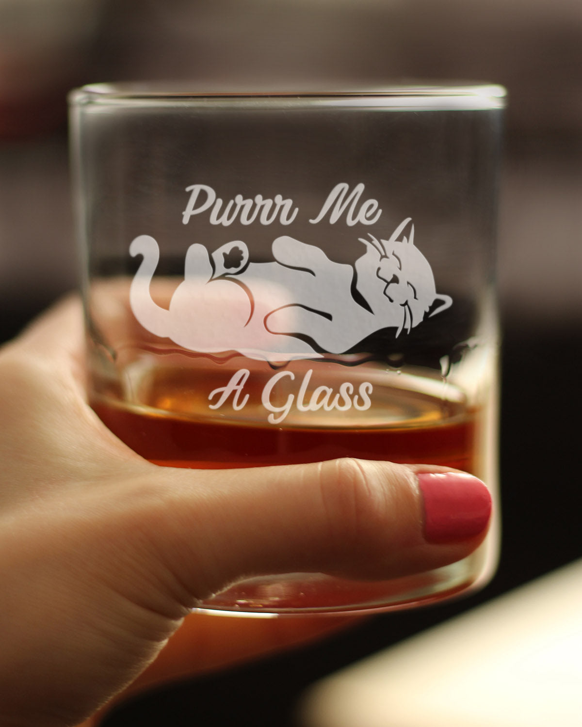 Purr Me a Glass - Funny Cat Whiskey Rocks Glass - Fun Unique Kitty Themed Decor - 10.25 Oz
