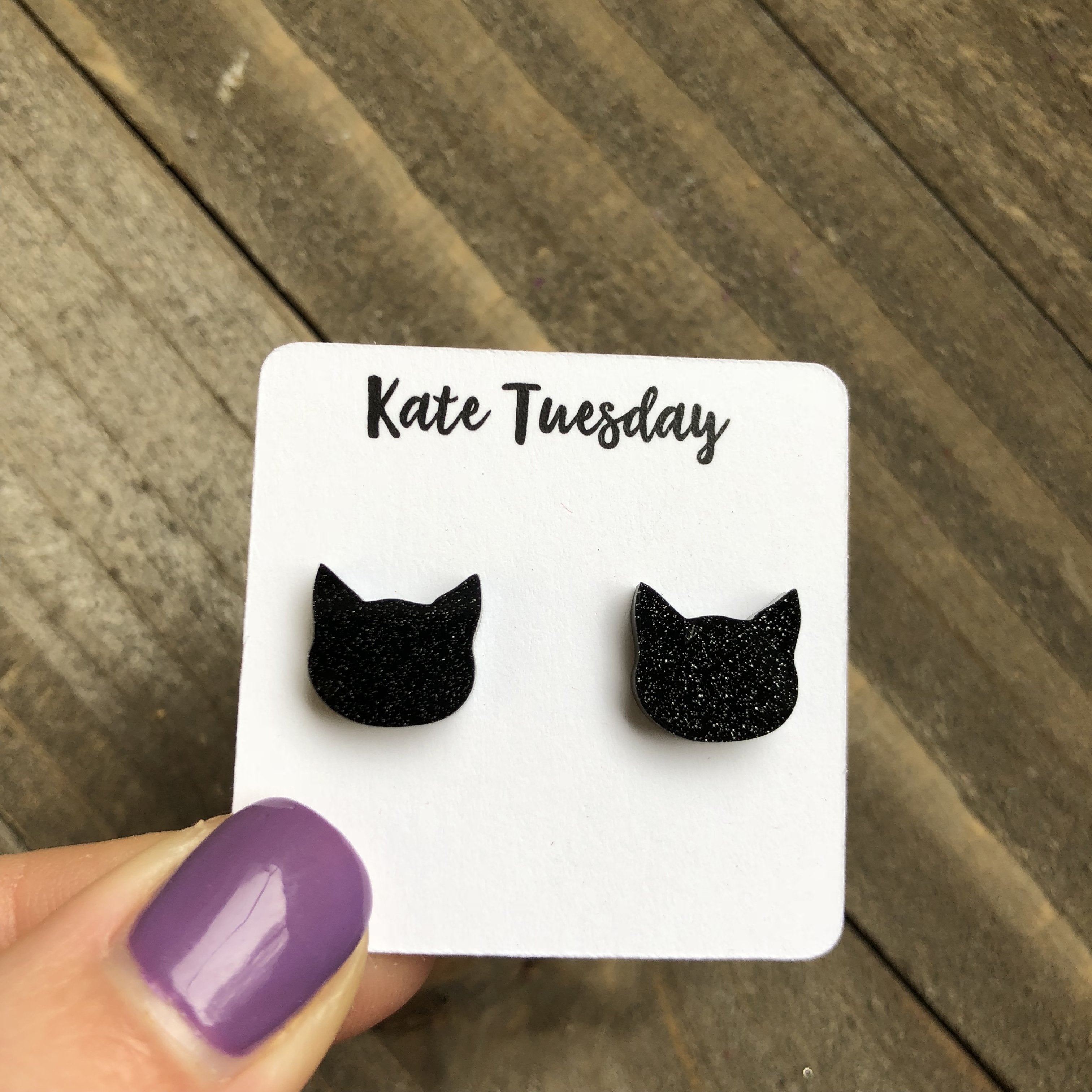 Black Cat Stud Earrings Cute Minimalist Cat Jewelry