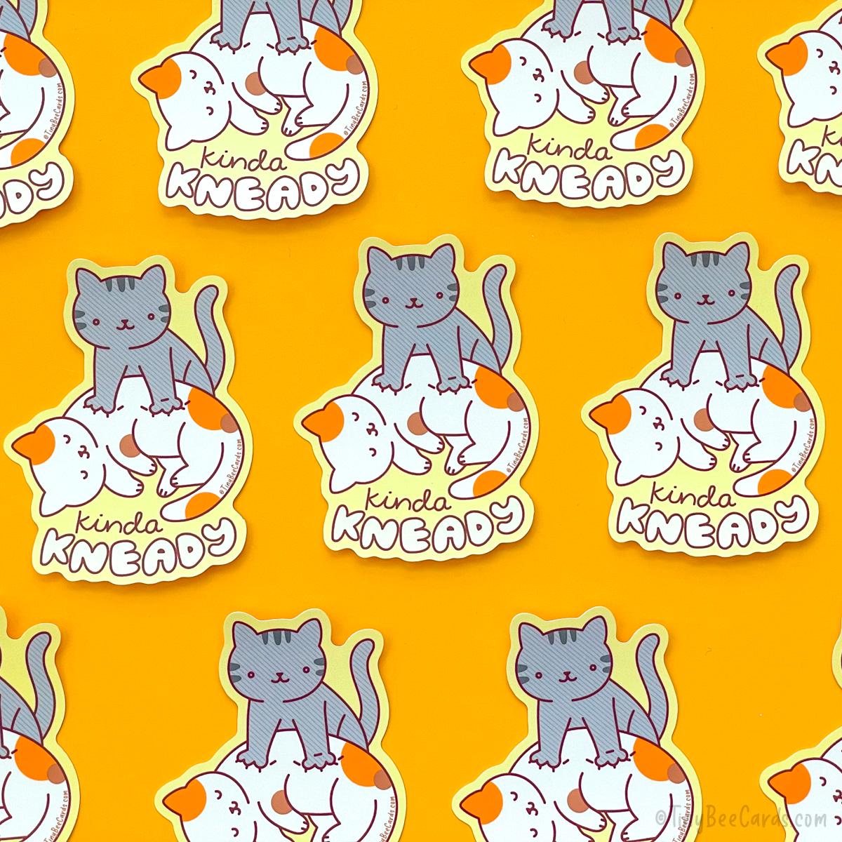 Kneading Cat Vinyl Sticker "Kinda Kneady"