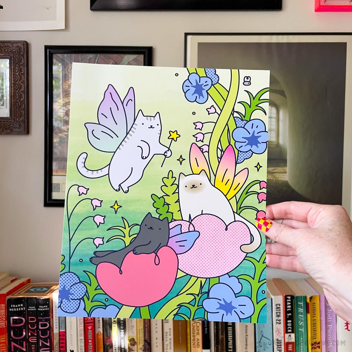 Fairy Cats Whimsical Cute Art Print